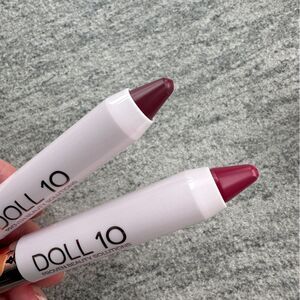 2-pc Doll 10 Lip Crayon Gloss Balm "Enjoy Life" Plum-Pink + "I Can" Wine Color